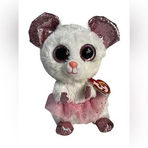 Ty Beanie Boo NINA White Ballerina Mouse Regular (6 inch) stuffed animal plushh